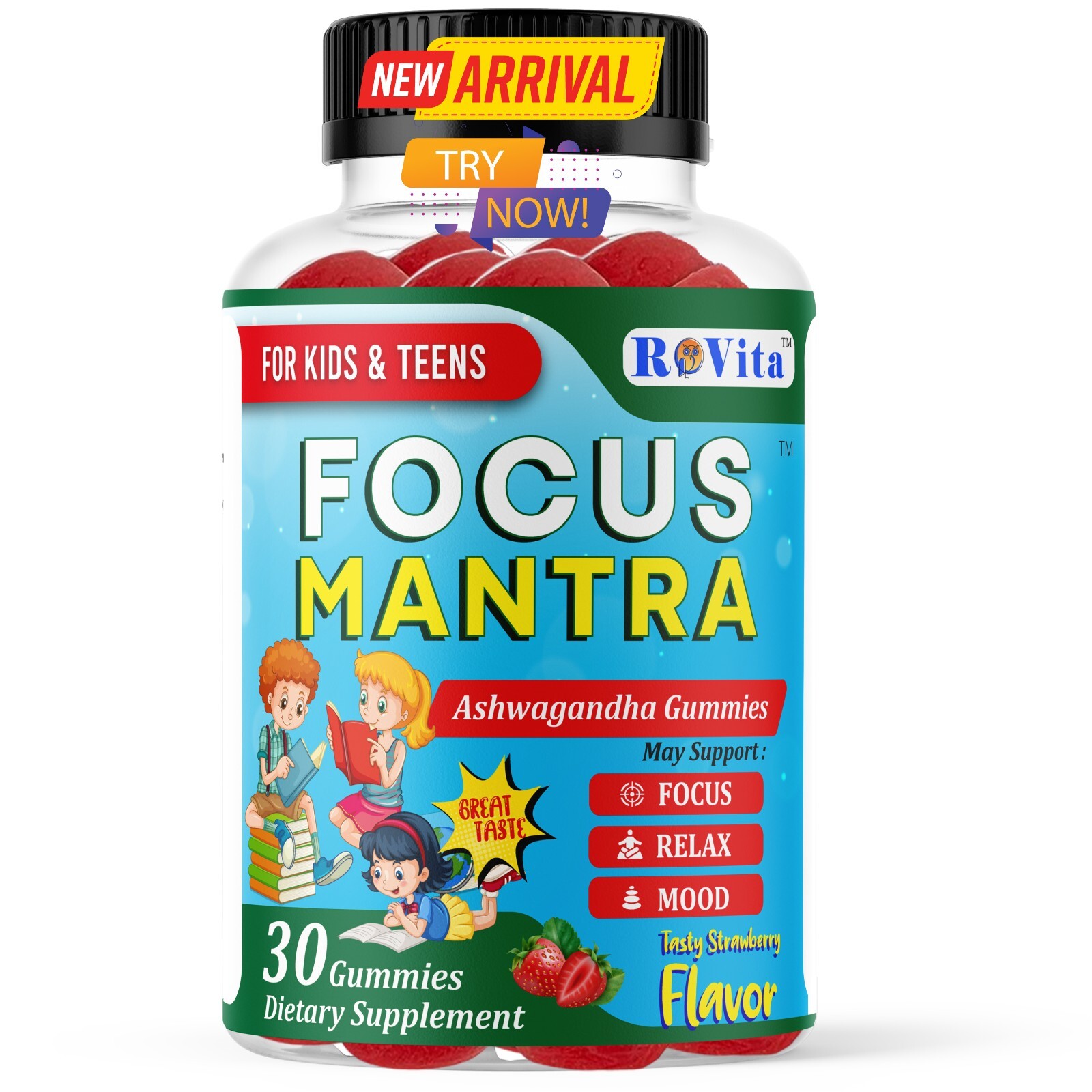 Ashwagandha Gummies for Kids & Teens – Stress Relief, Focus, Relaxation & Mood
