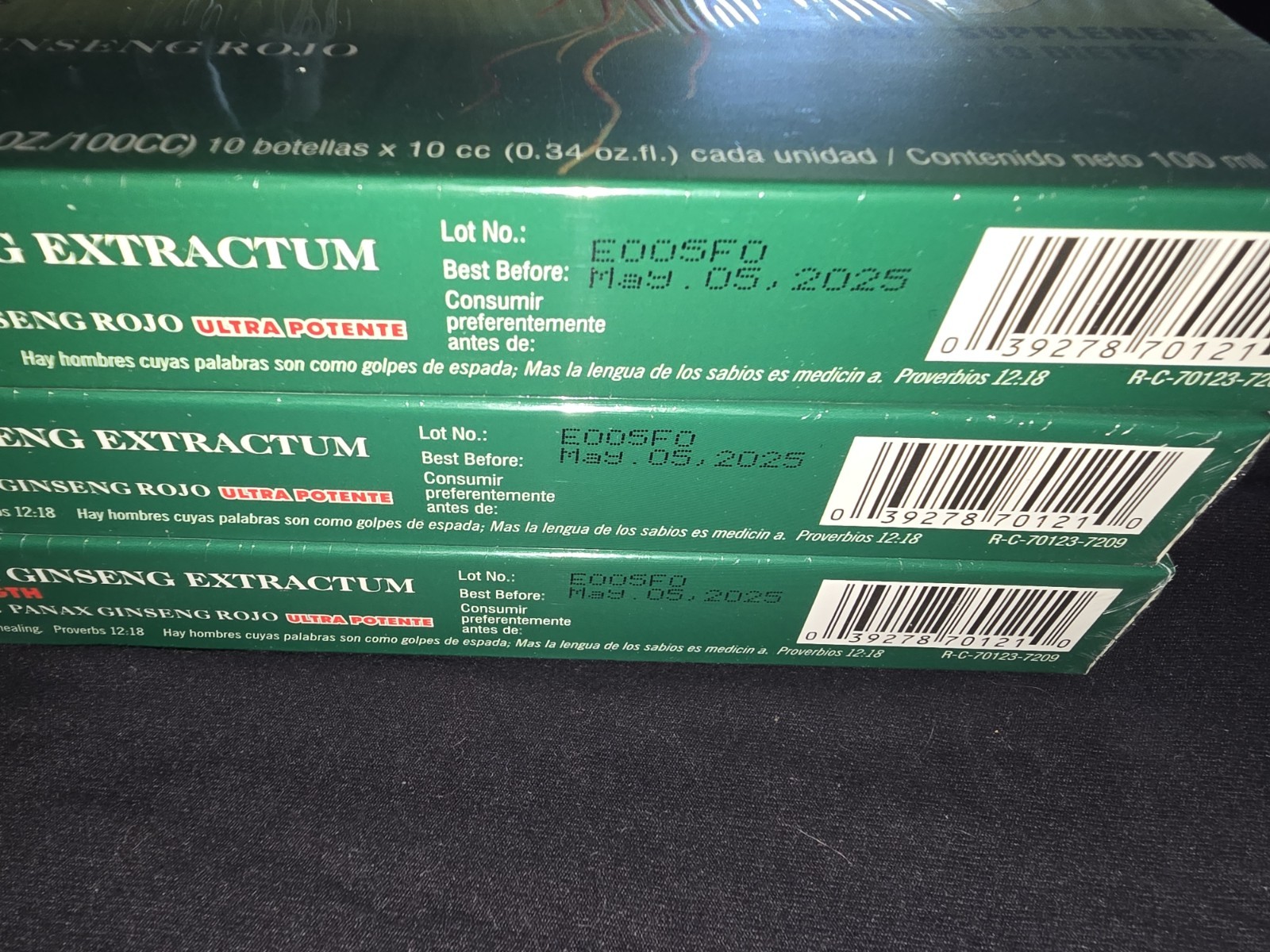 3 Box Lot Prince of Peace Ultra Red Panax Ginseng Extractum, 10X10cc