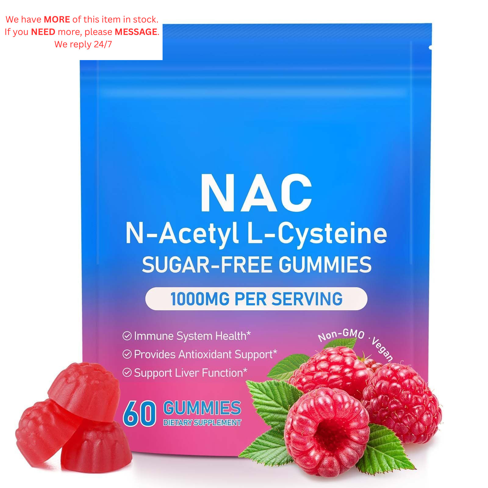Nac Gummies 1000mg for Kids & Adults, 1 Count (Pack of 1)