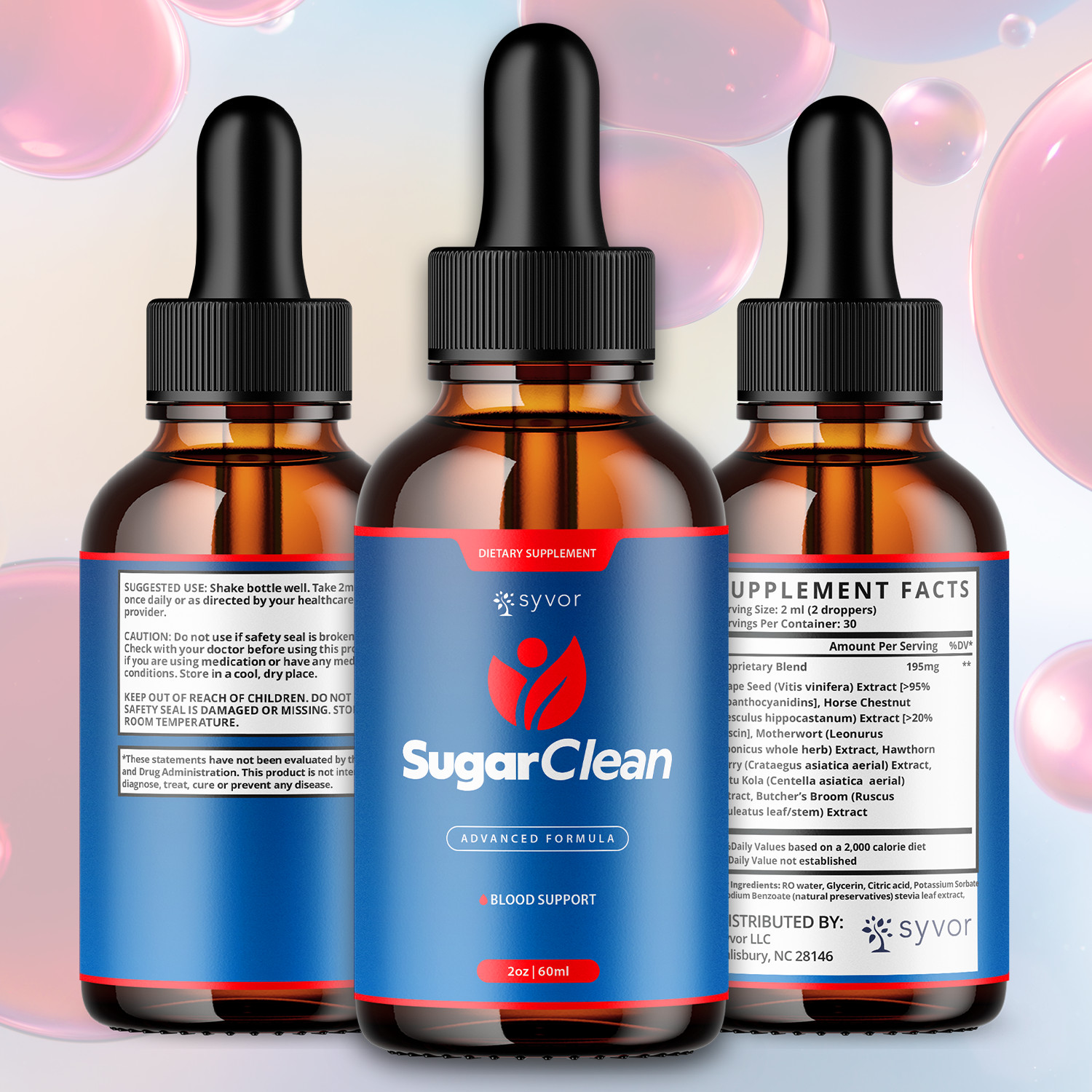 (5 Pack) Sugar Clean Blood Support Drops SugarClean Vitamin Supplement 150 Servs