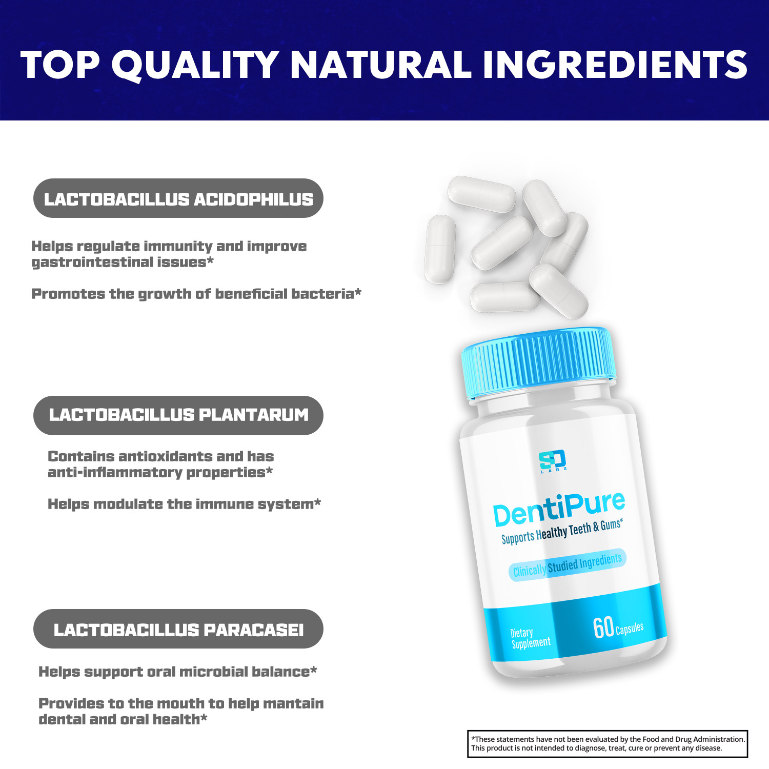 Dentipure Advanced Probiotics for Healthy Gums and Teeth 60 Capsules