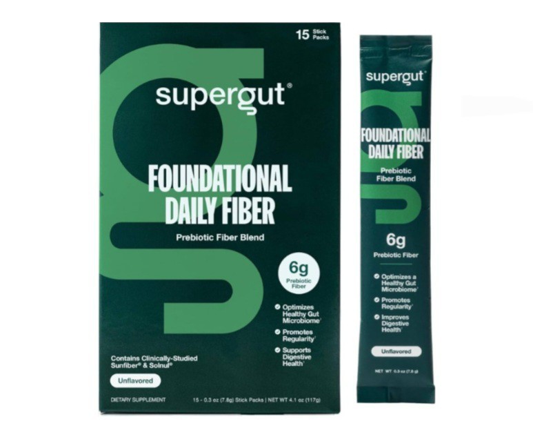 Supergut Foundational Daily Fiber Vegan & Sugar Free Prebiotic Powder 15 Stick