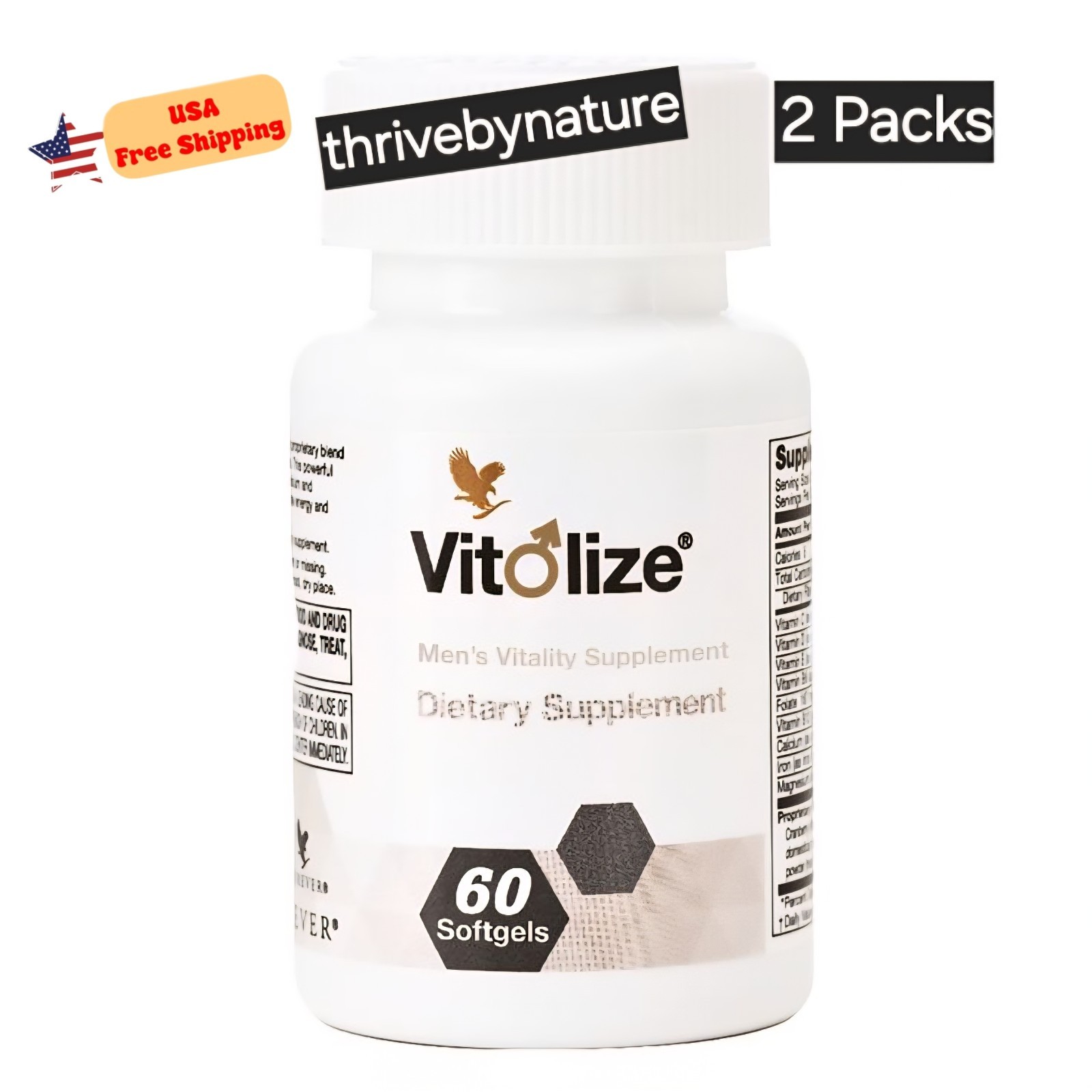 2 botles Forever Vitolize formula for men (60 softgels each) KOSHER/ HALAL