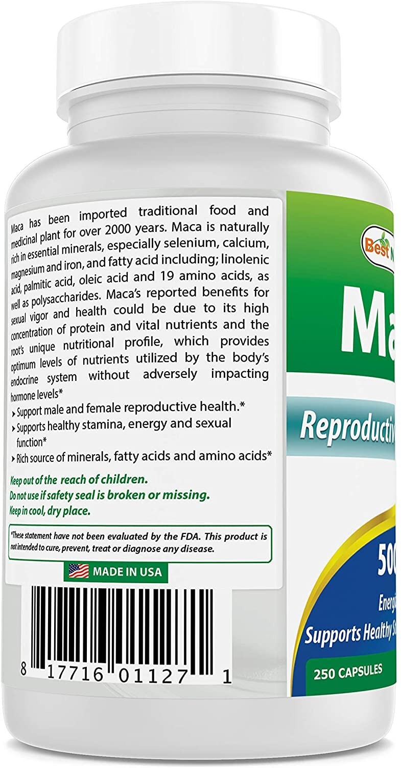 Best Naturals Maca Root 500 mg for men 250 Capsules