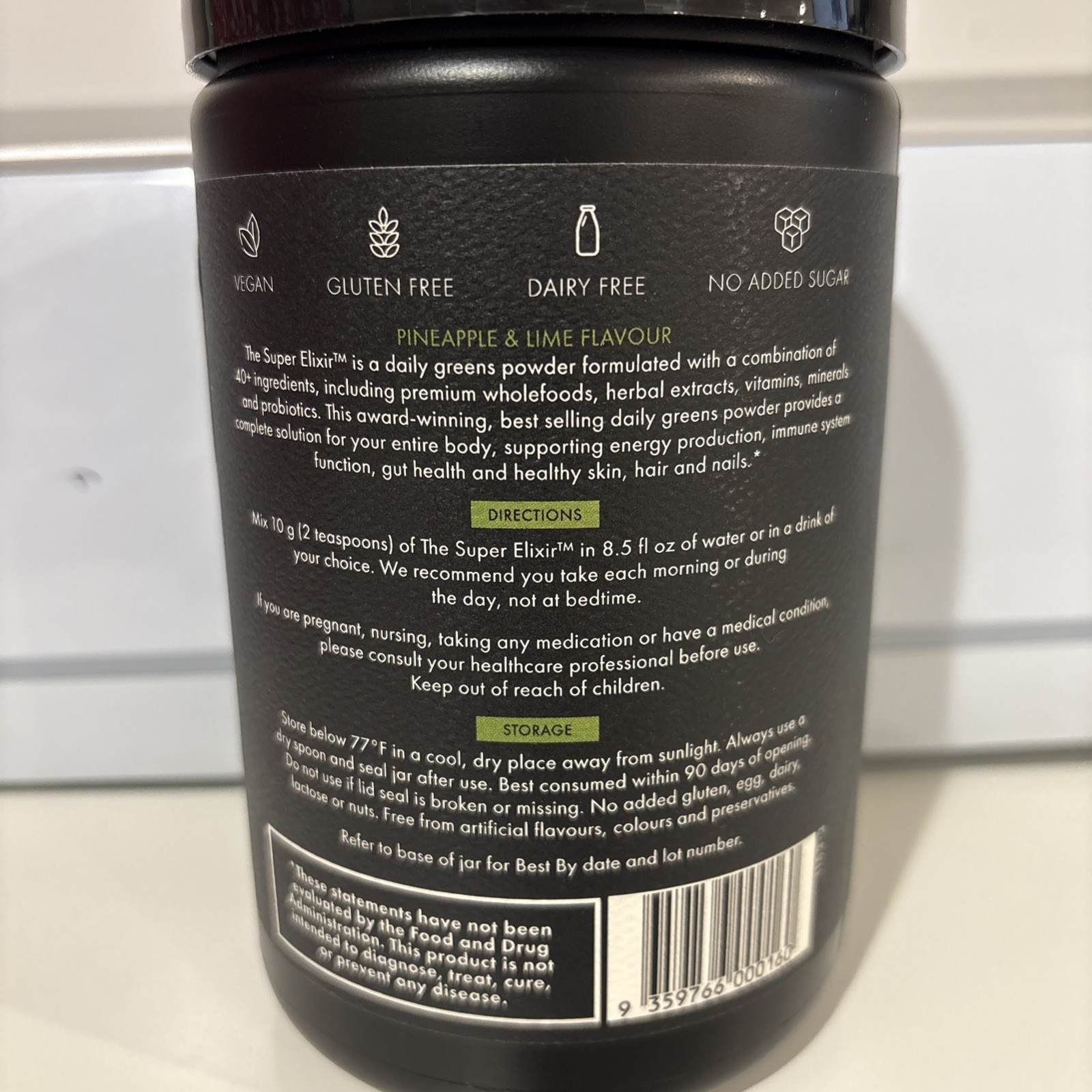 WelleCo The Super Elixir Daily Greens 10.5oz Powder Pineapple Lime NEW Exp 2/27