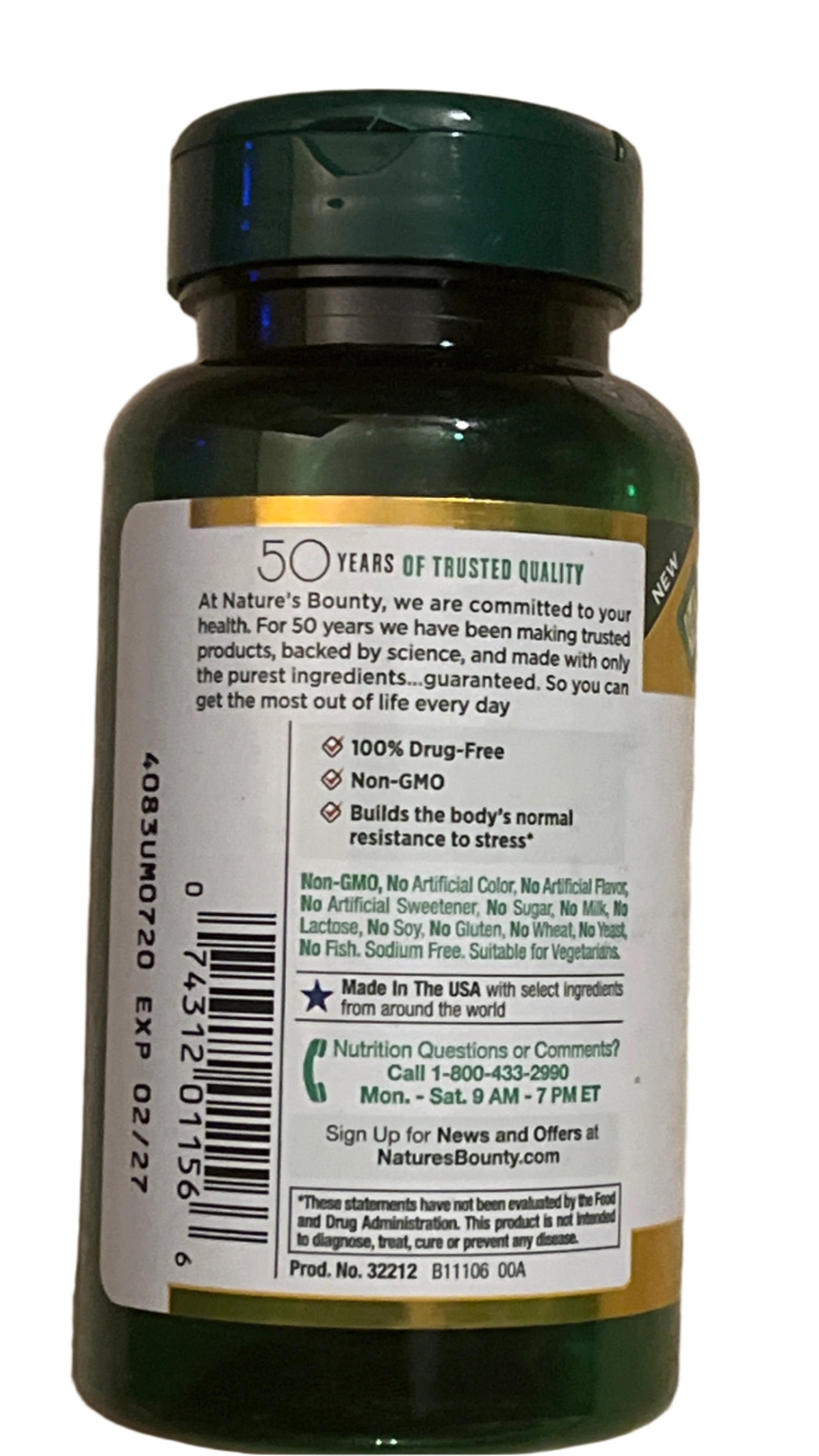 Nature’s Bounty Rhodiola 400mg Stress Relief – Mental Fatigue Support, 30