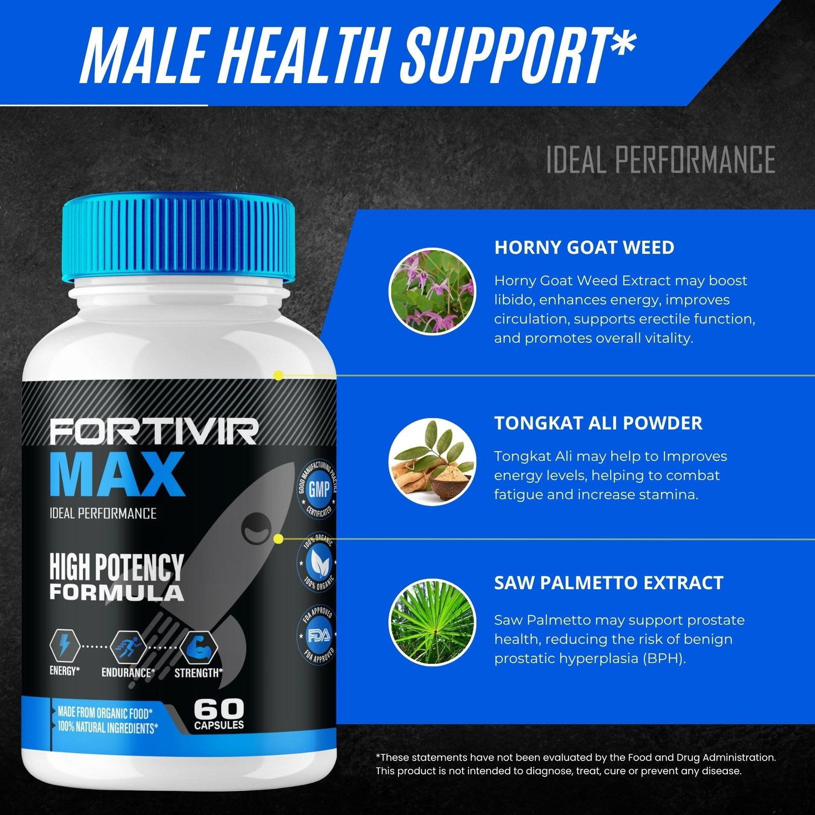 Fortivir Energy Stamina Men’s Health Supplement – 300 Capsules (5 Pack)