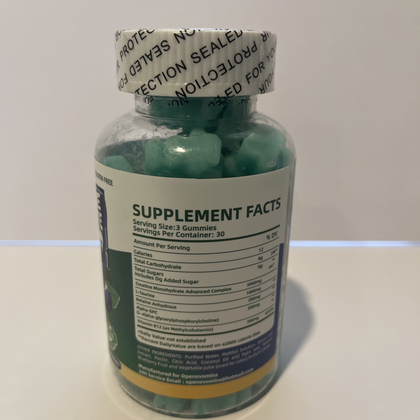Openovomins Creatine Monohydrate Gummies Blueberry 6400mg 90 Count New