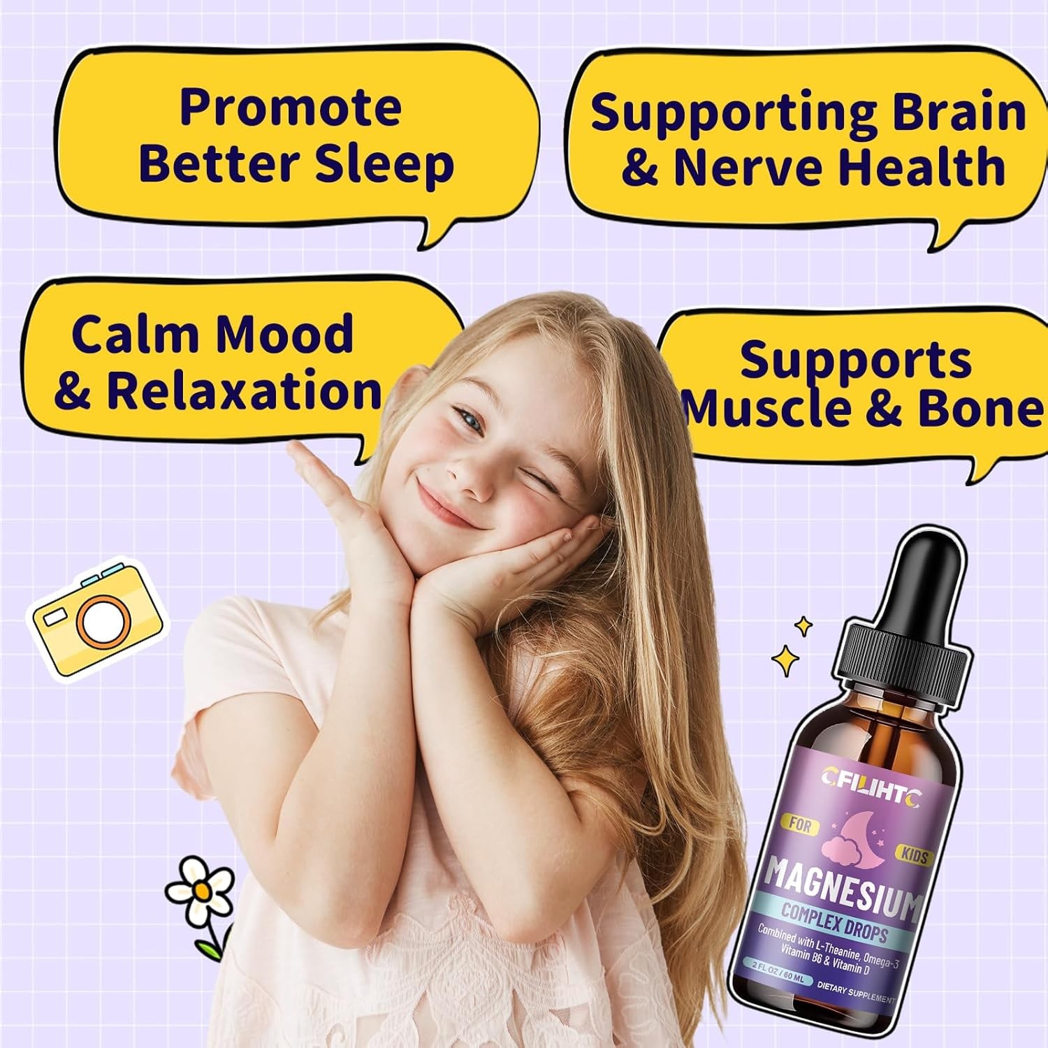 Kids Magnesium Liquid Drops-Magnesium Glycinate Liquid for Kids Supplement