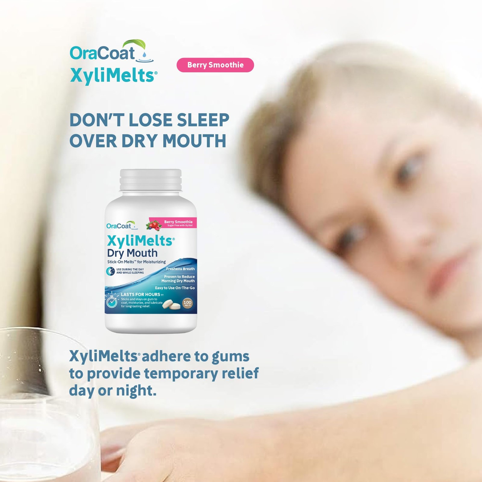 Oracoat XyliMelts for Dry Mouth Night Time or Day – 100 Count, mint