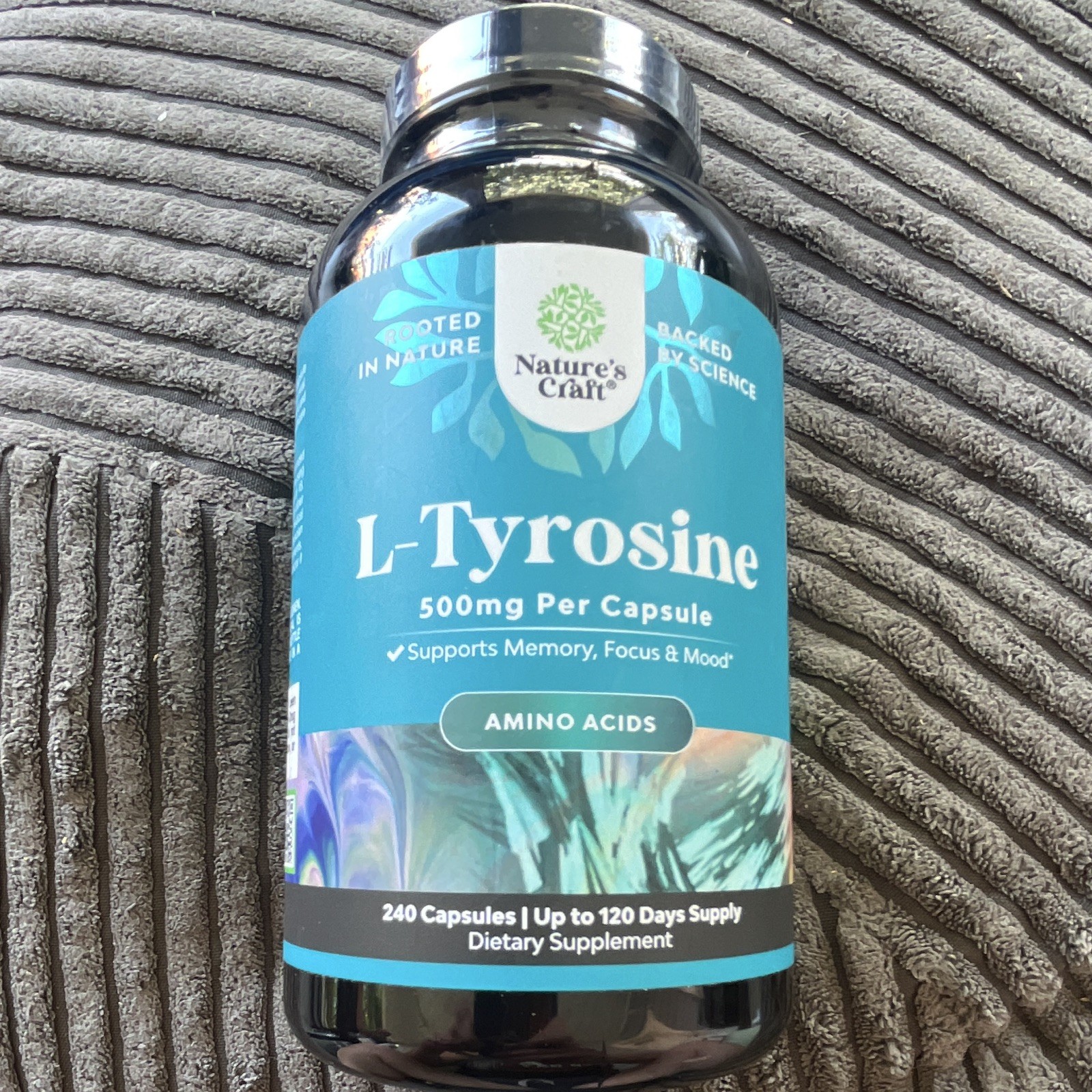 Nature’s Craft L-Tyrosine 500mg 240 Capsules Amino Acid LOT 080625 Exp 06/27