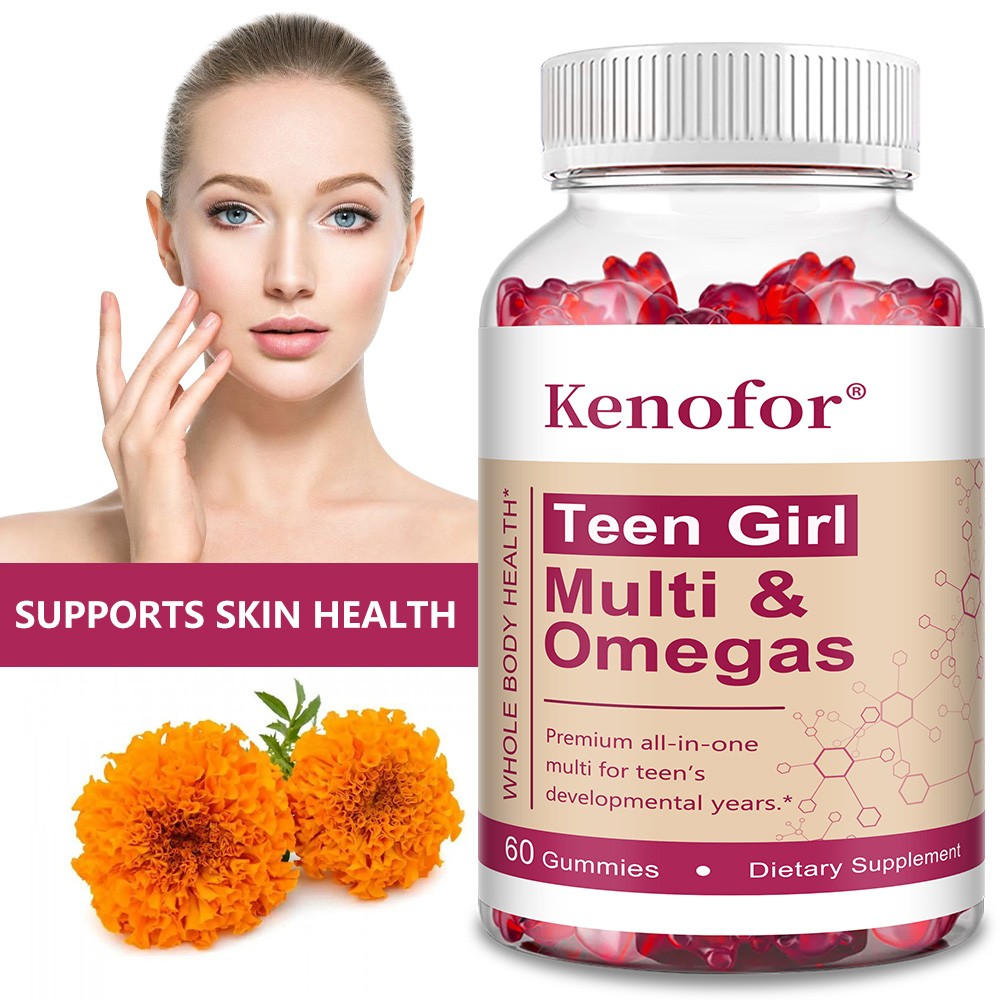 Teen Girl Multivitamin Gummies Omega 3 Fish Oil Support Hair Skin Nails 60 CT US