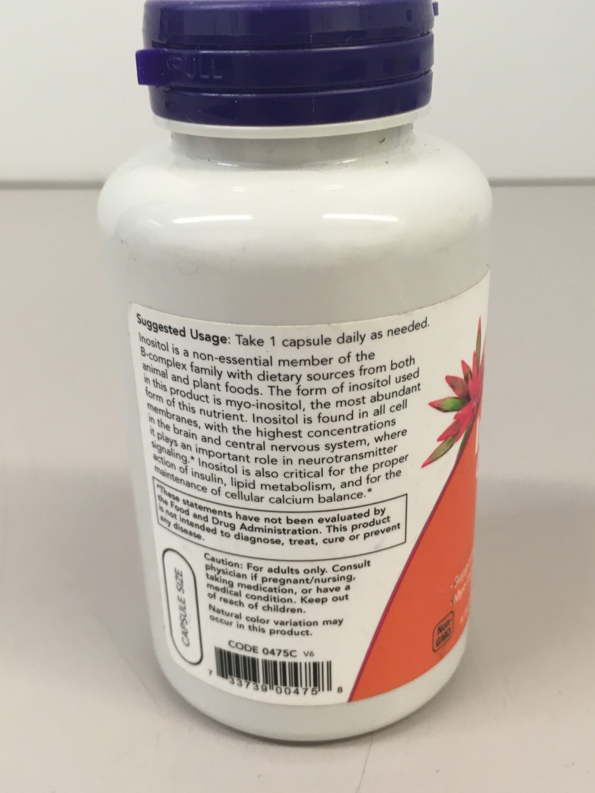 NOW FOODS Inositol 500 mg 100 Veg Capsules EXP 01/2030