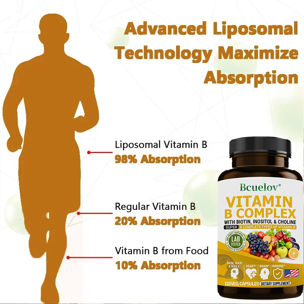 Vitamin B Complex Contains B1,B2,B3,B5,B6,B7,B9,B12,Choline,Inositol