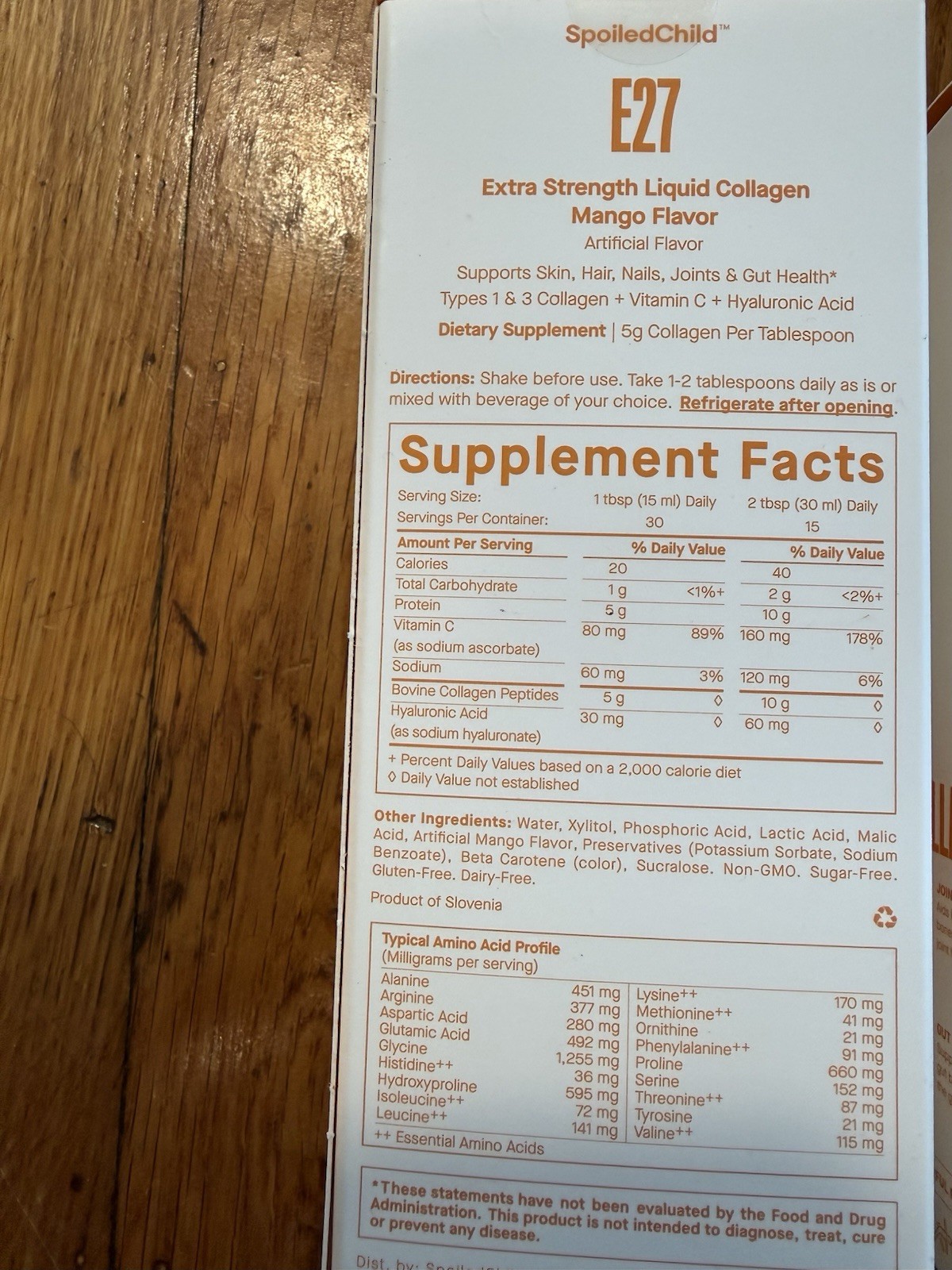 SpoiledChild E27 Extra Strength Liquid Collagen Non-GMO Mango 15.2 fl oz 2PK