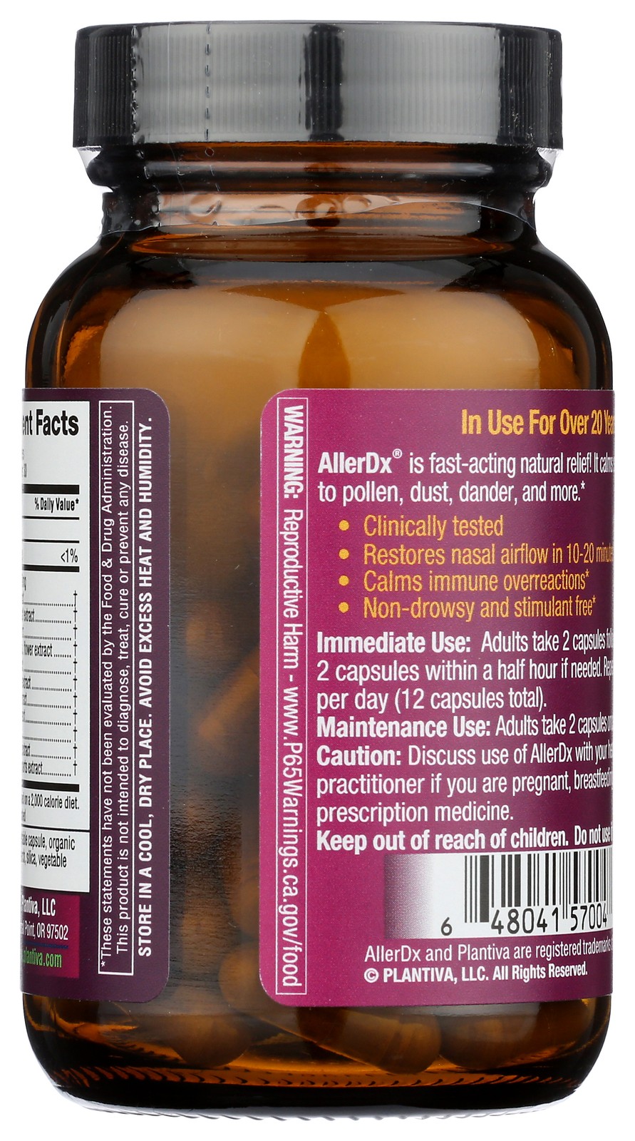 Allerdx Allergy Relief Supplement By Plantiva Breath Easy 60 Capsules 1 Pack