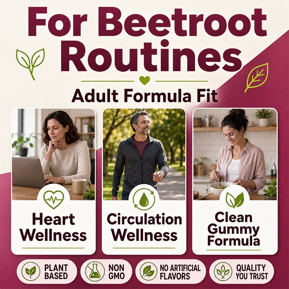 Sugar-Free 8in1 Beet Root Gummies,Daily Heart & Circulation Supplement, 60 Count