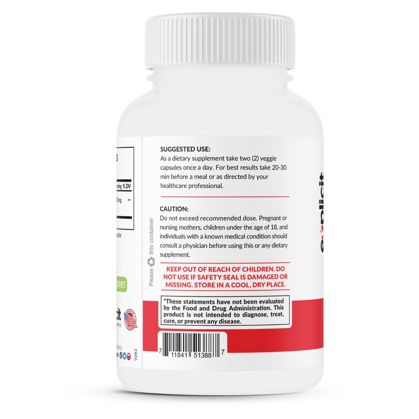 Apple Cider Vinegar Pills – 1300mg for Men & Women – 1 Month