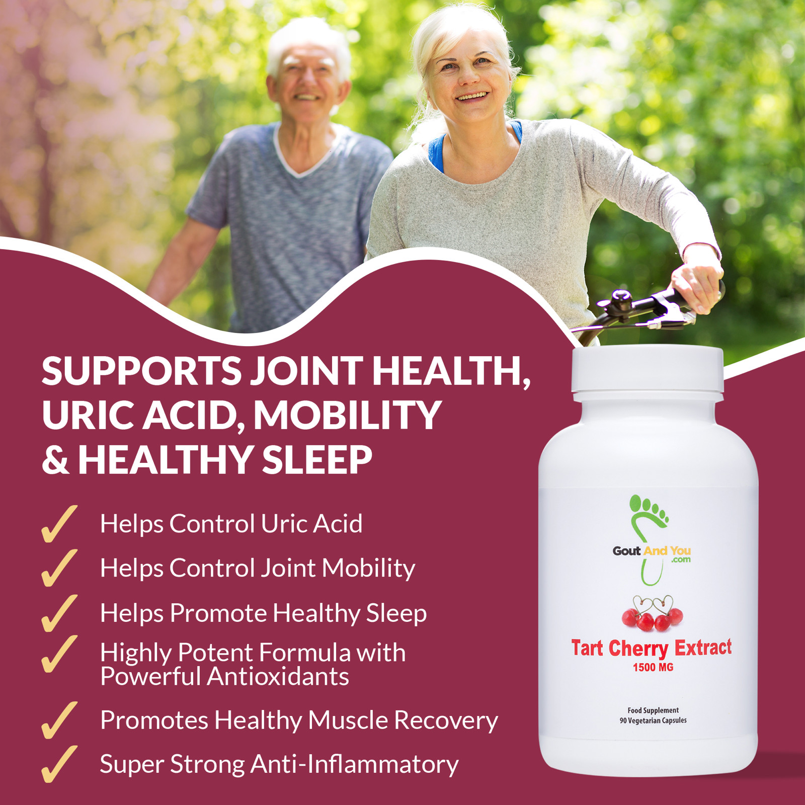 3 Bottles Tart Cherry Extract by GoutandYou.com – 3000 mg – Gluten Free – Vegan