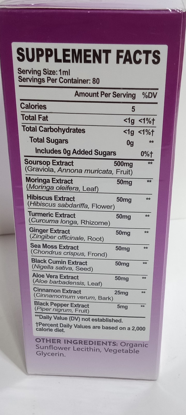 MEZQAI Liposomal Soursop Graviola Liquid 80ml – 10 Natural Organic Herbs Sugar