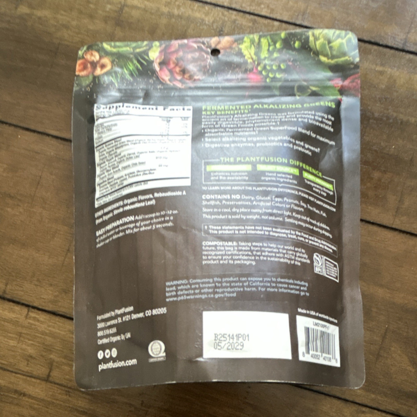 PlantFusion Organic Alkalizing Greens Powder 8.5 oz 30 Exp 05/2029