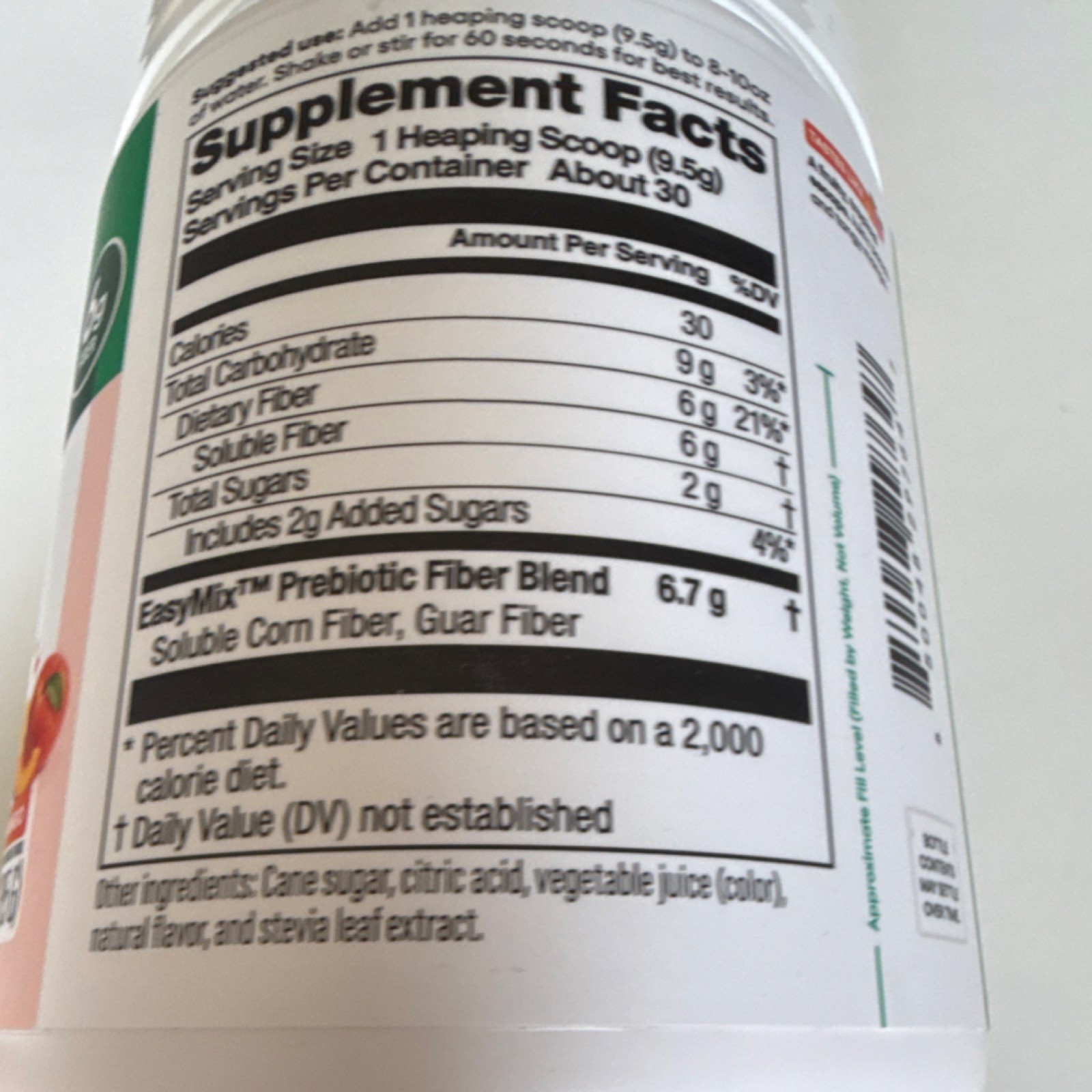 Physician’s Choice Fiber Powder Peach Mango Soluble Corn Guar Healthy Digestion