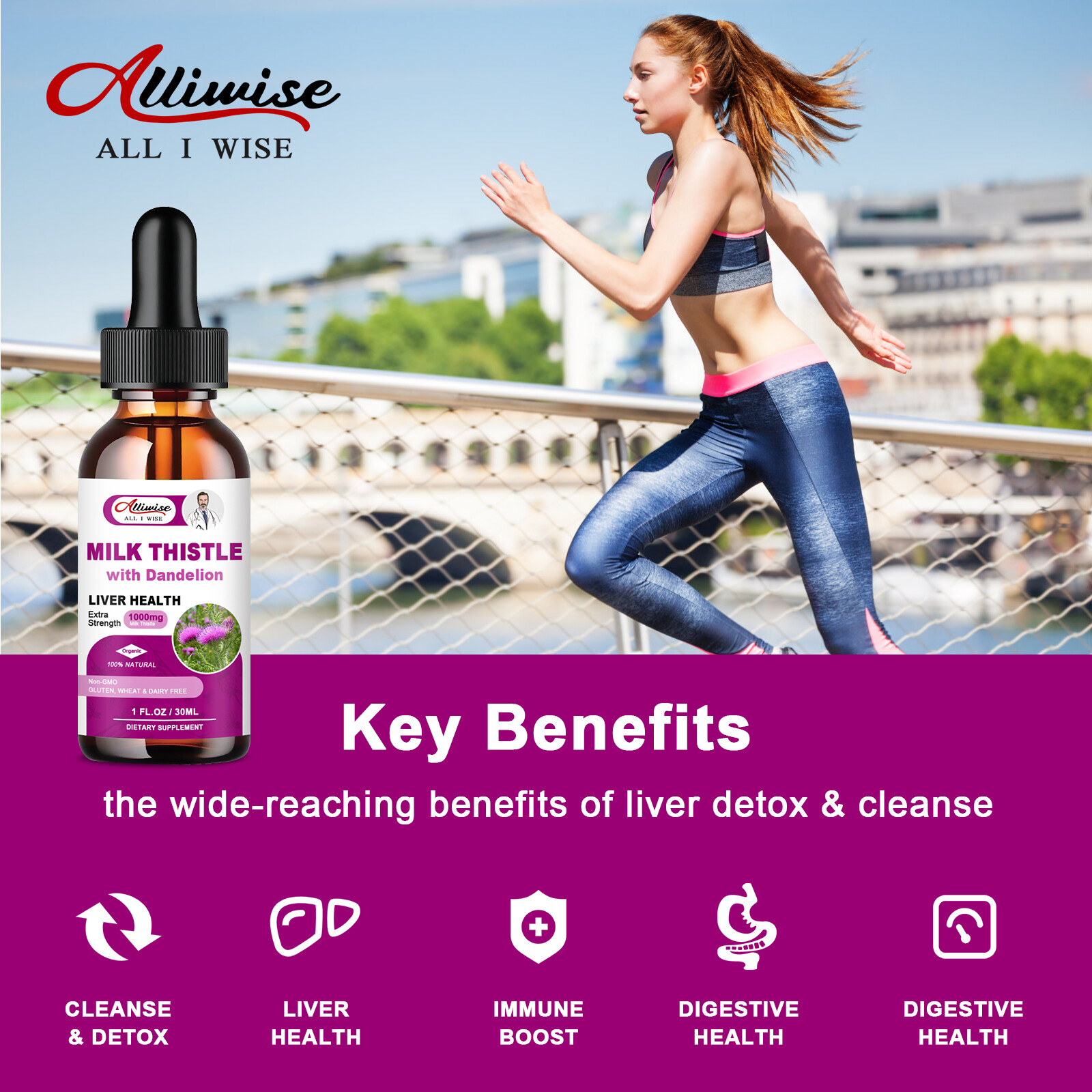 Milk Thistle Liquid Drop,Dandelion Root,Liver Cleanse Immune Support 2 Bottles