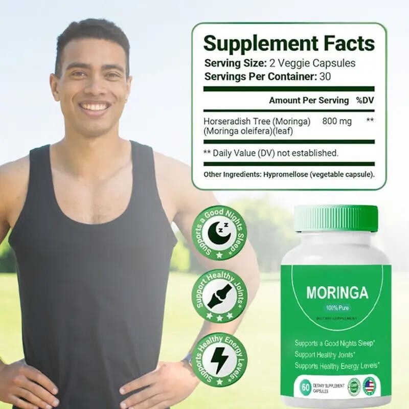 (2 Pack) Tarmya’s Pure Moringa Powder Capsules – Natural Green Antioxidant