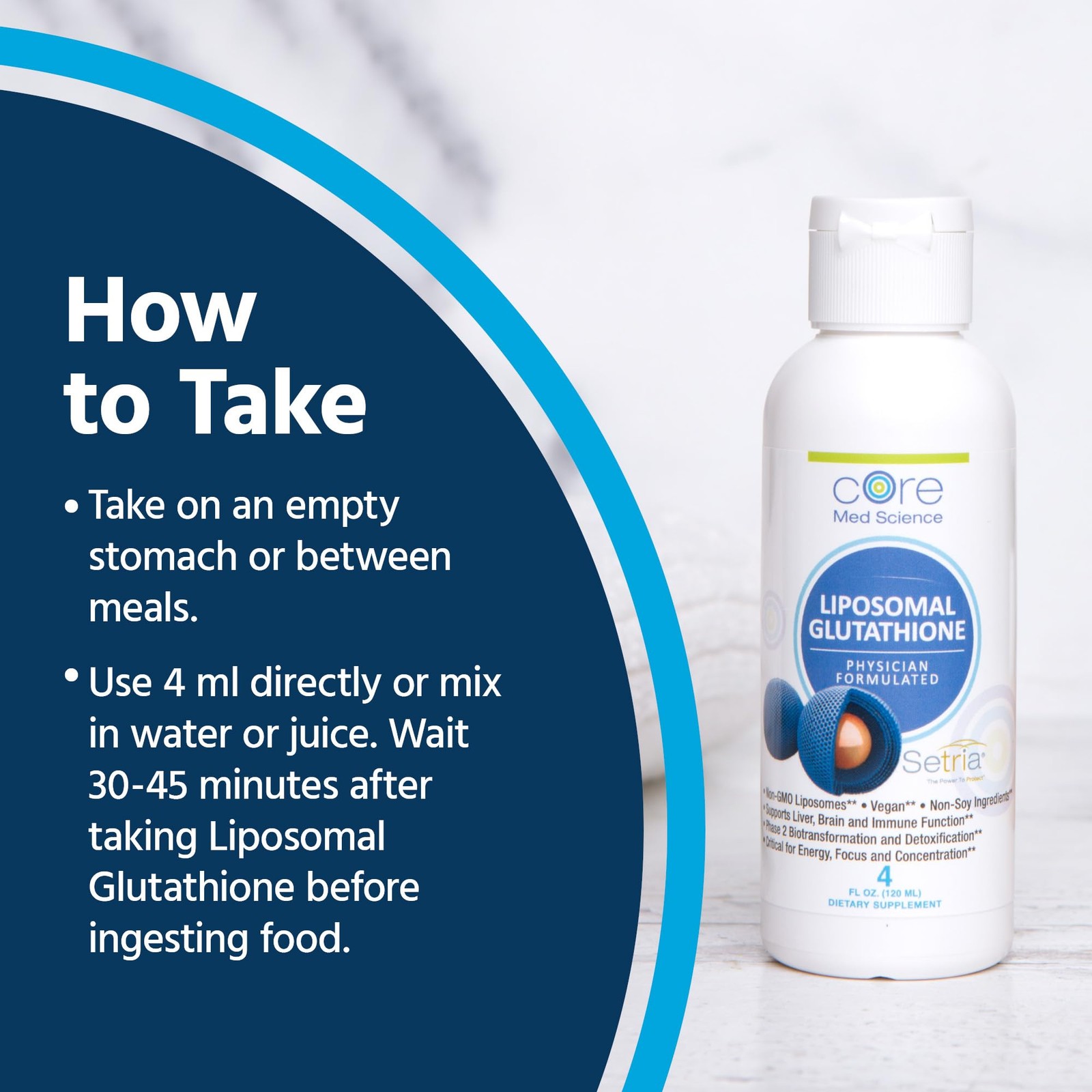 Core Med Science Liposomal Glutathione Liquid 4 Fl Oz (Pack of 1), Red
