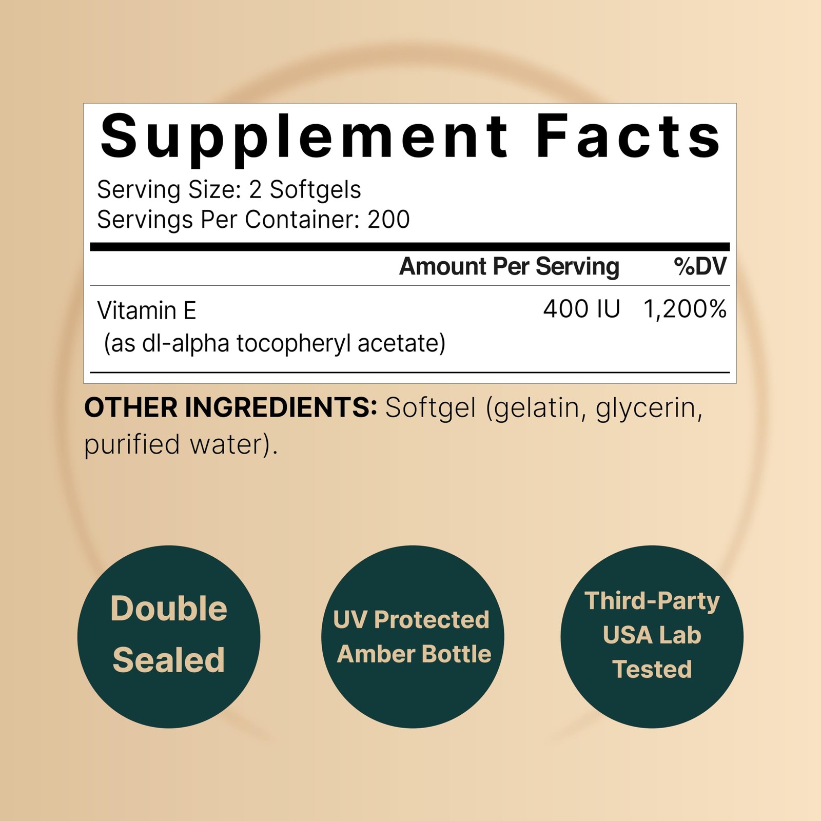 NatureBell Vitamin E Oil Softgels, 400iu Per Serving, 400 Count (Pack of 1)