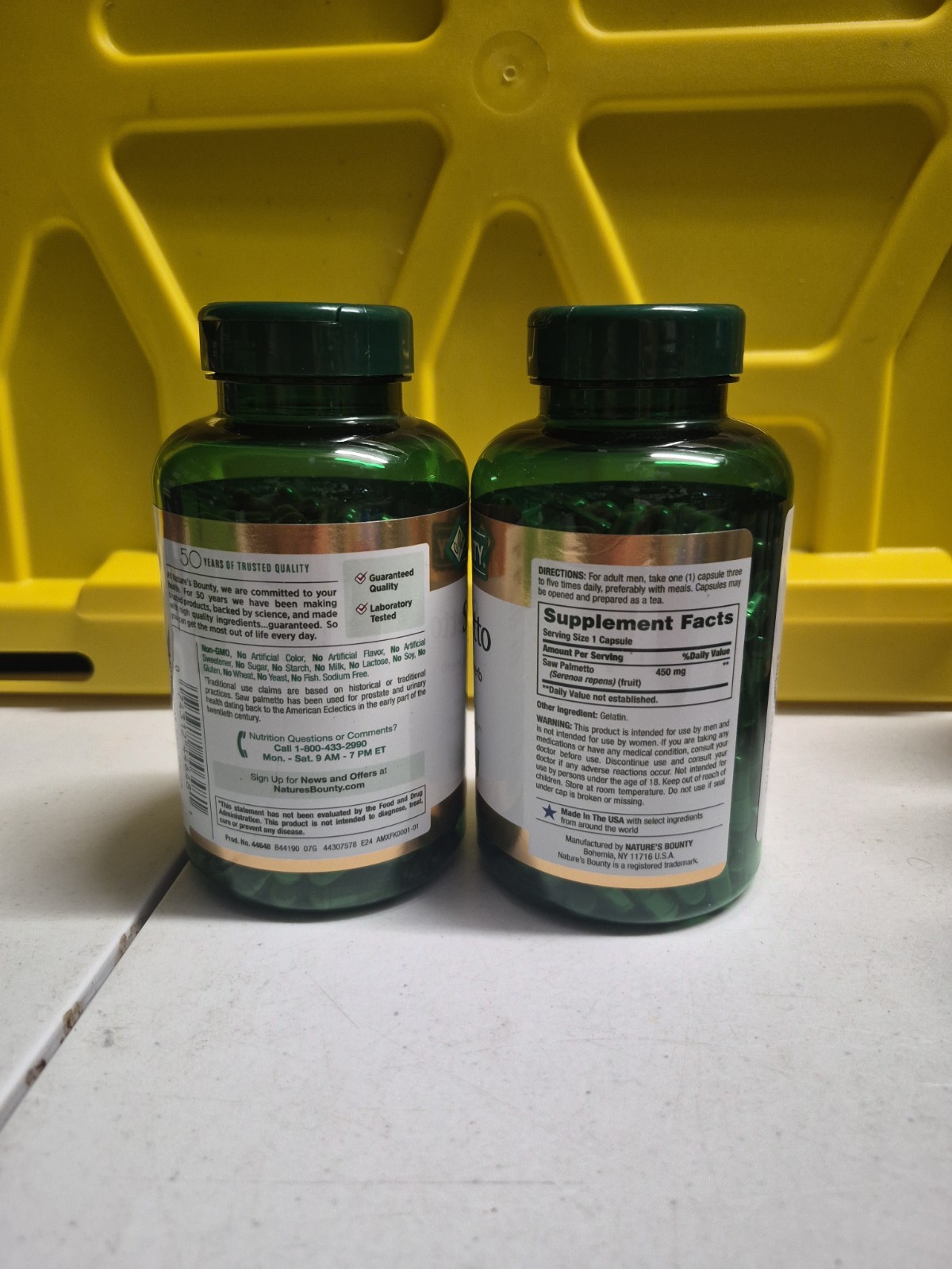 LOT OF 2 NATURE’S BOUNTY SAW PALMETTO 450 mg 250 CAPS = 500capsuls TOTAL ~ 2028