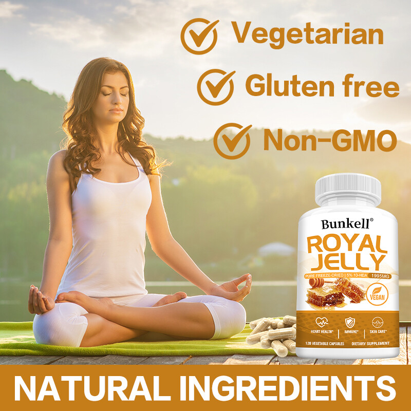 Royal Jelly Capsules 1995mg Equivalent,Heart,Immune & Skin Support, 120 Veg Caps