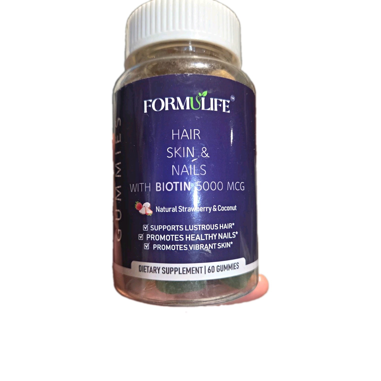 FORMULIFE Hair Skin & Nails Biotin 5000 mcg 60 Gummies Strawberry Coconut