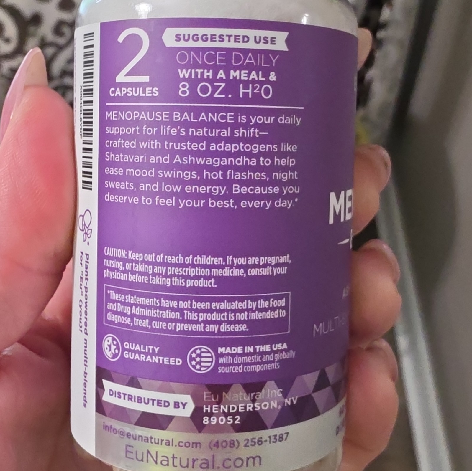 Eu Natural Menopause Balance Shatavari Ashwagandha 60 Capsules