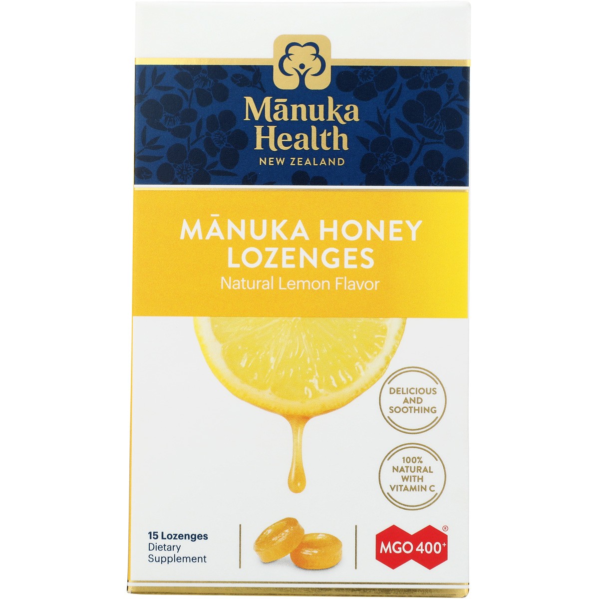 Natural Lemon Manuka Honey Lozenges By Health 15 Count Ct 1 Pack
