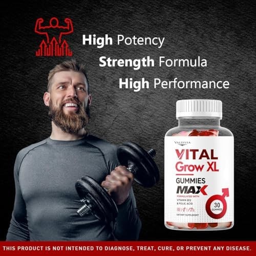 Valdivia Vital Grow XL Male 30 Gummies Men’s Health Supplement Made in USA