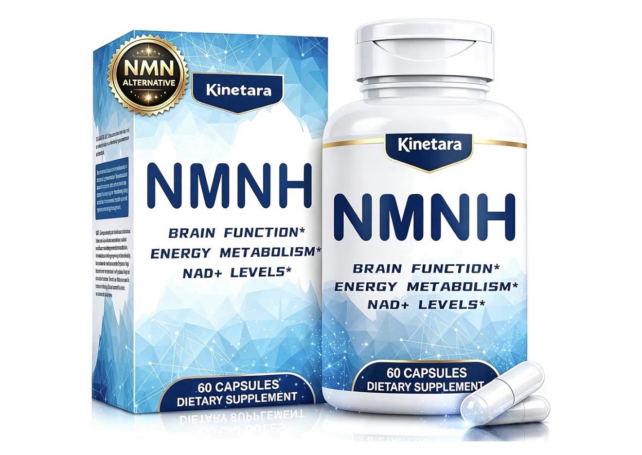 Kinetara NMNH 500mg Capsules 60ct Energy Support Vegan Gluten-Free Dairy-Free