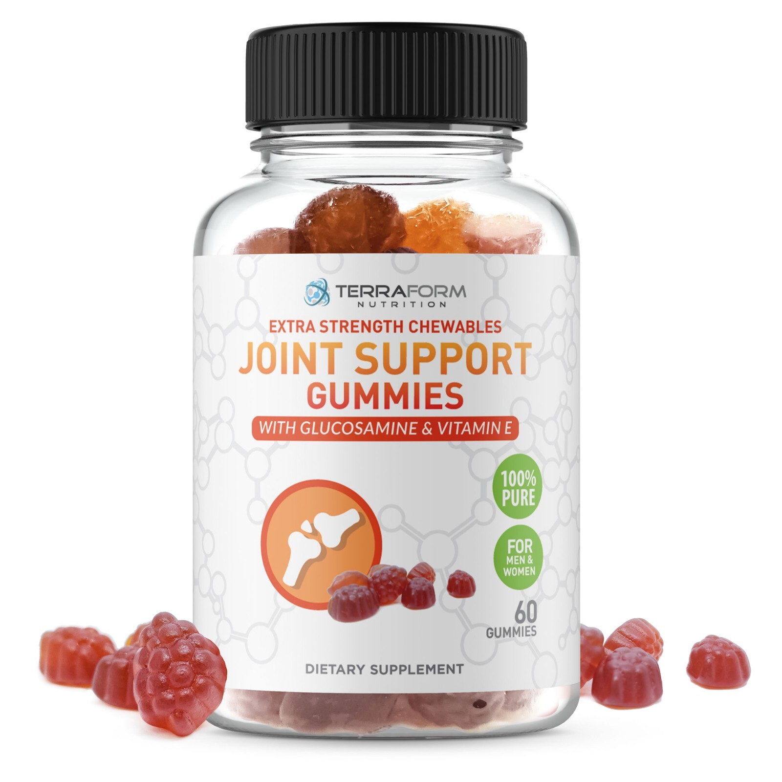 Extra Strength Joint Support Gummies with Glucosamine & Vitamin E – 60 Count