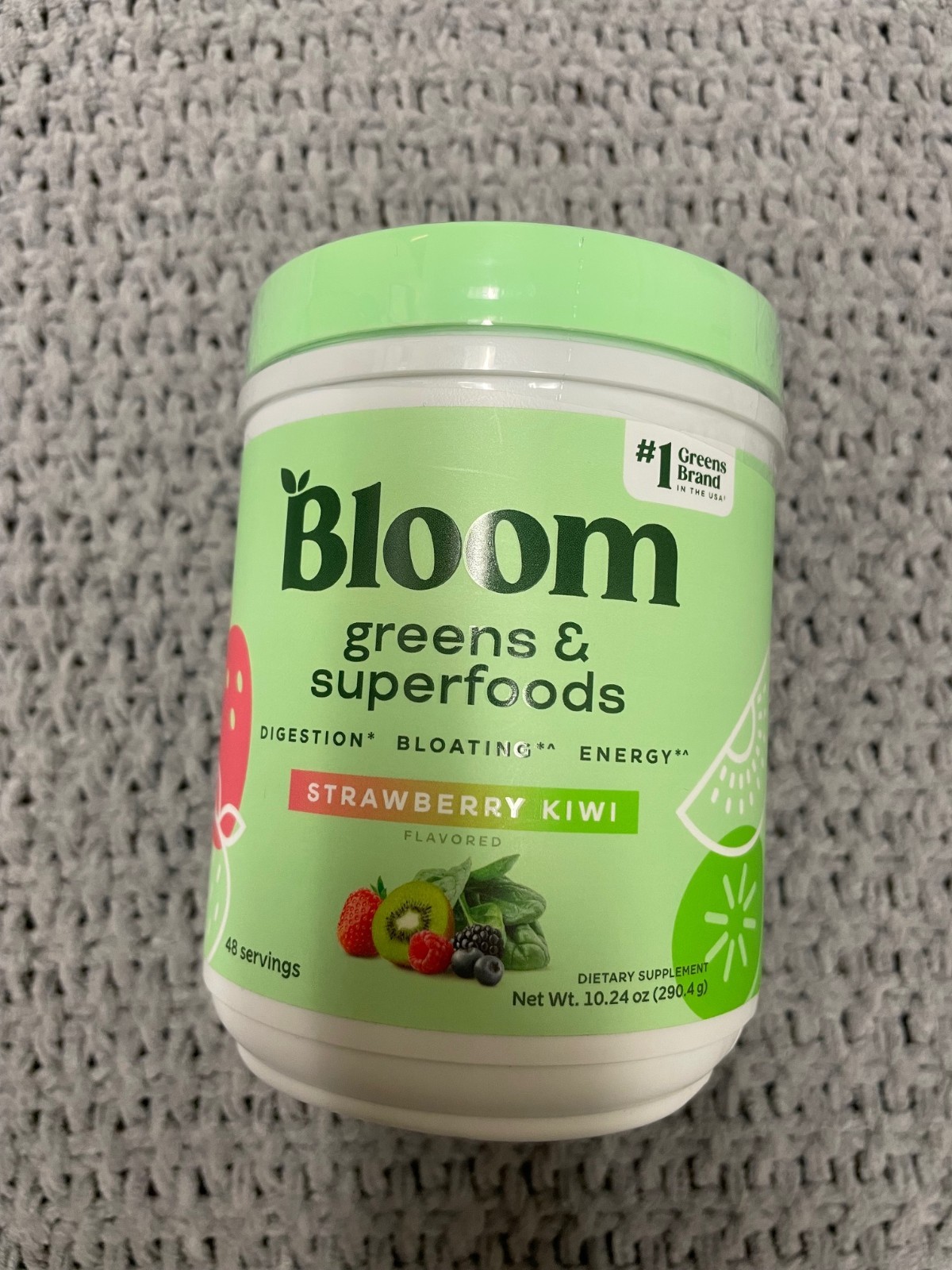 Bloom Greens & Superfoods Powder Strawberry Kiwi 48 Servings DairyFree Exp 11/26