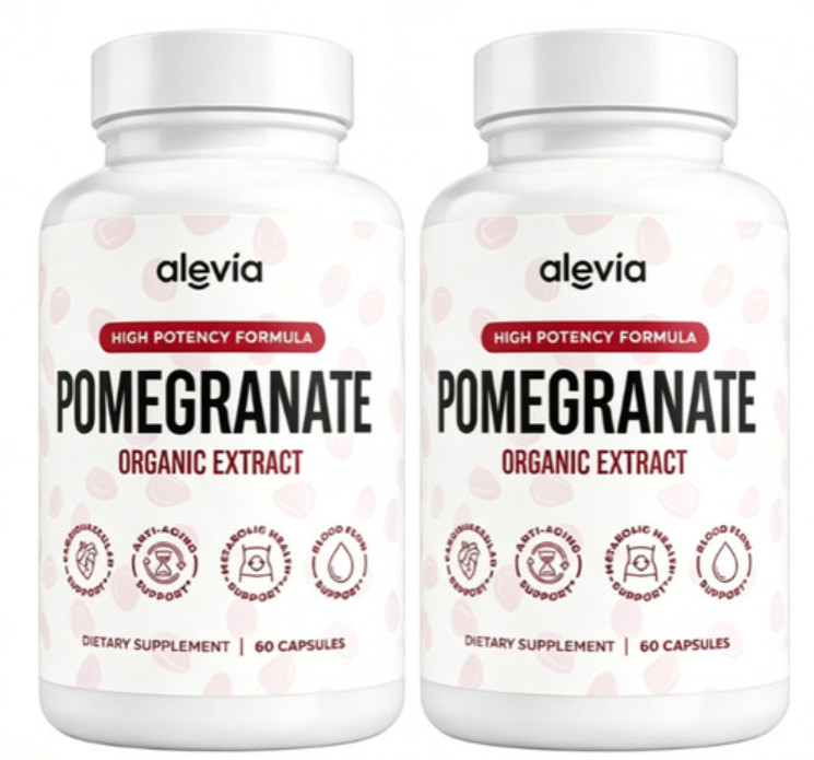 1-3 pack Alevia Pomegranate Capsules ，60ct Organic Extract Antioxidant （Exp-2028