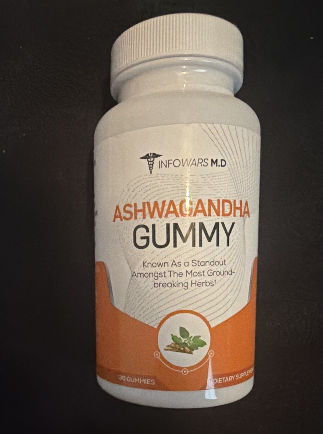 Infowars M.D. Ashwagandha Gummies 750mg Dietary Supplement Cherry 90 ct