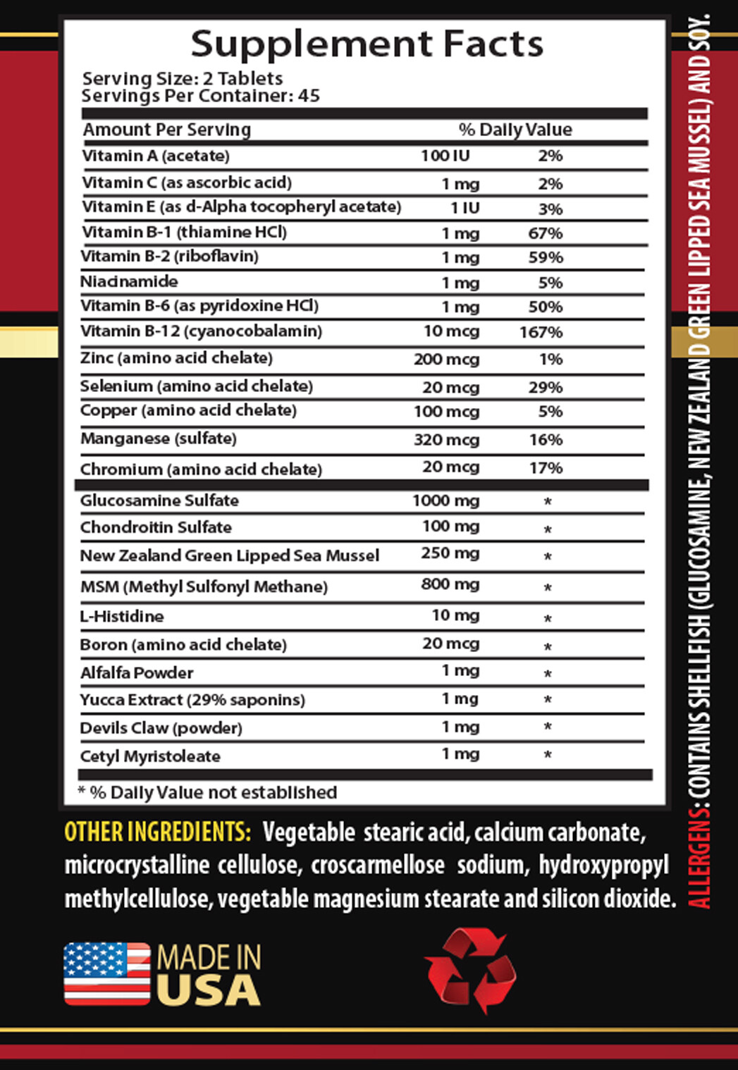 anti inflammation capsules – JOINT MATRIX COMPLEX – selenium and zinc 1B