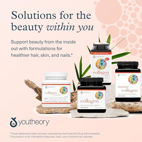 Youtheory Collagen + Biotin Supplement – Supports Hair, Nails & Skin – 390