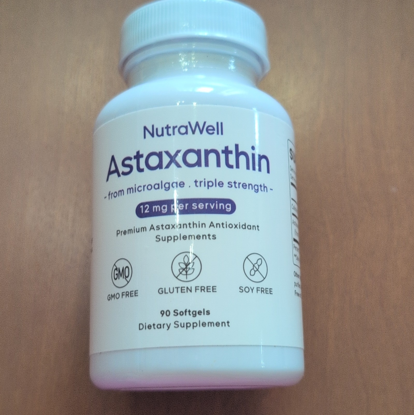 LOT Of 3, NutraWell Astaxanthin 12mg Antioxidant 90 Softgels GMO/Gluten/Soy Free