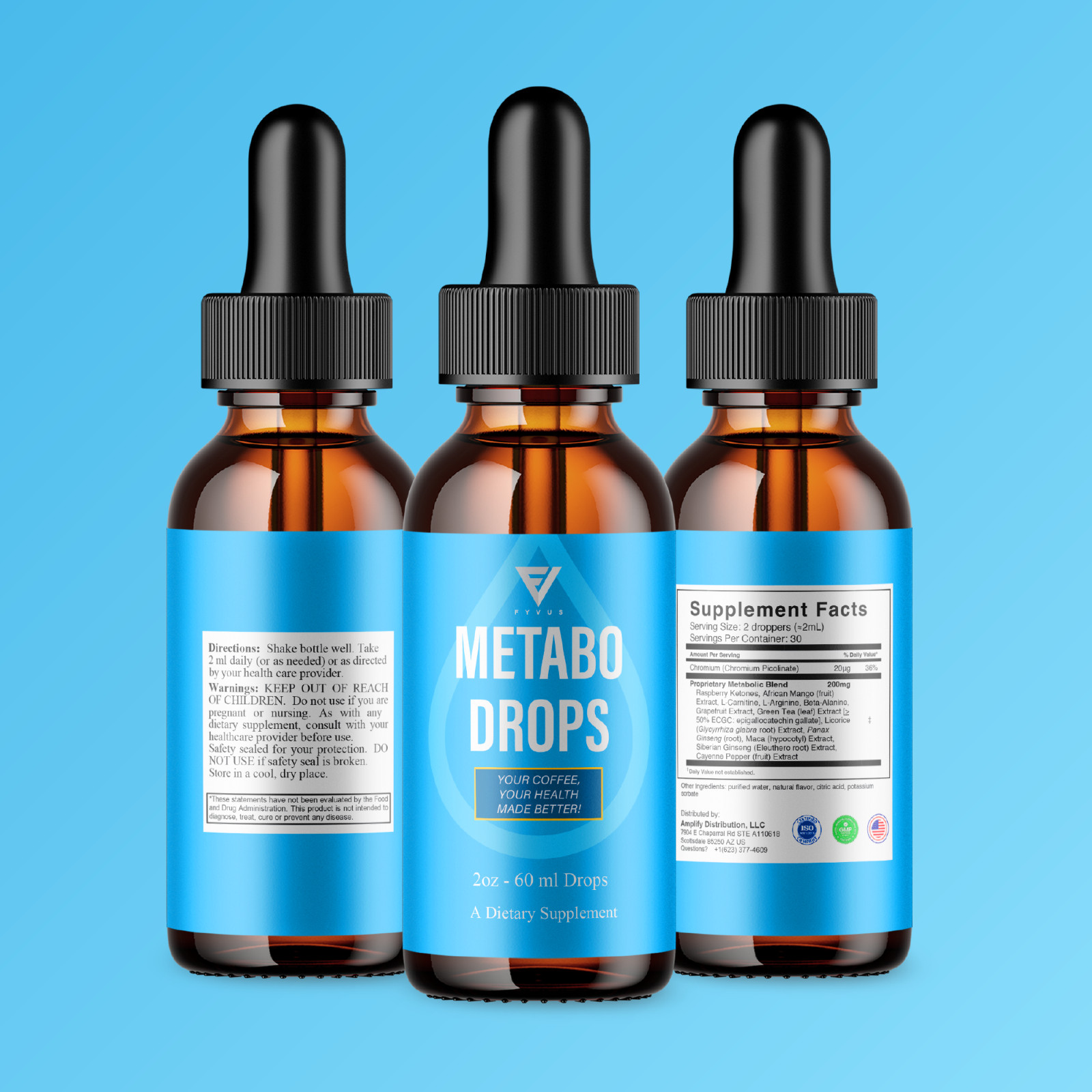 (5 Pack) Metabo Weight Management Liquid Supplement, Metabo Premium Drops (10oz)