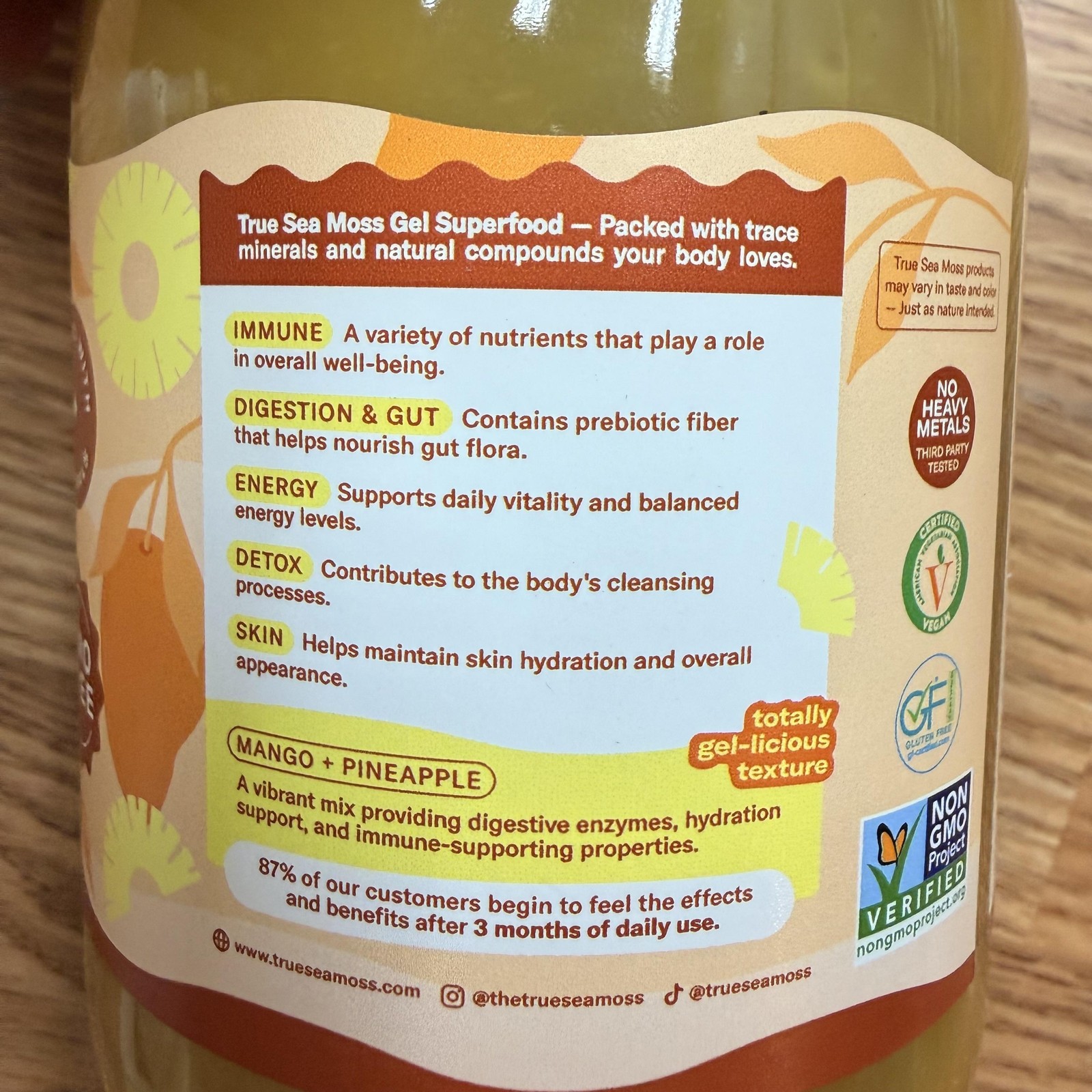 True Sea Moss Sea Moss Gel Superfood 16oz Mango Pineapple Apple Immune Gut New