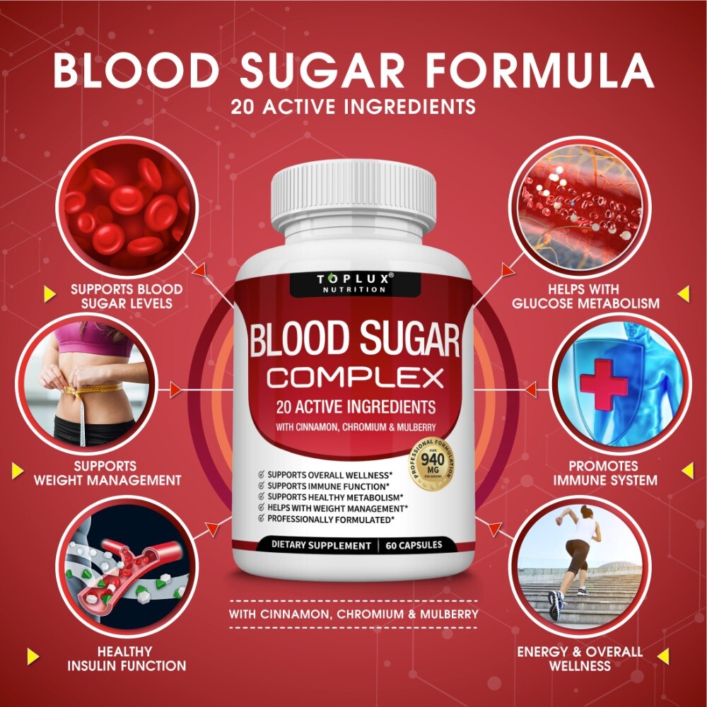 1-5 Bottle Blood Sugar Complex w/ Cinnamon Chromium Mulberry 60 Softgels Daily