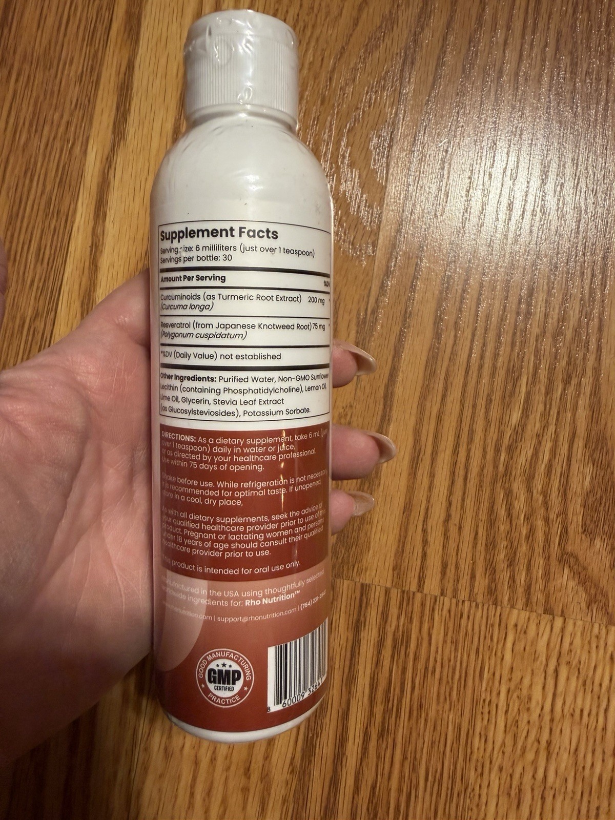 Rho Nutrition Liposomal Curcumin Resveratrol Antioxidant Liquid Lemon 6 fl oz