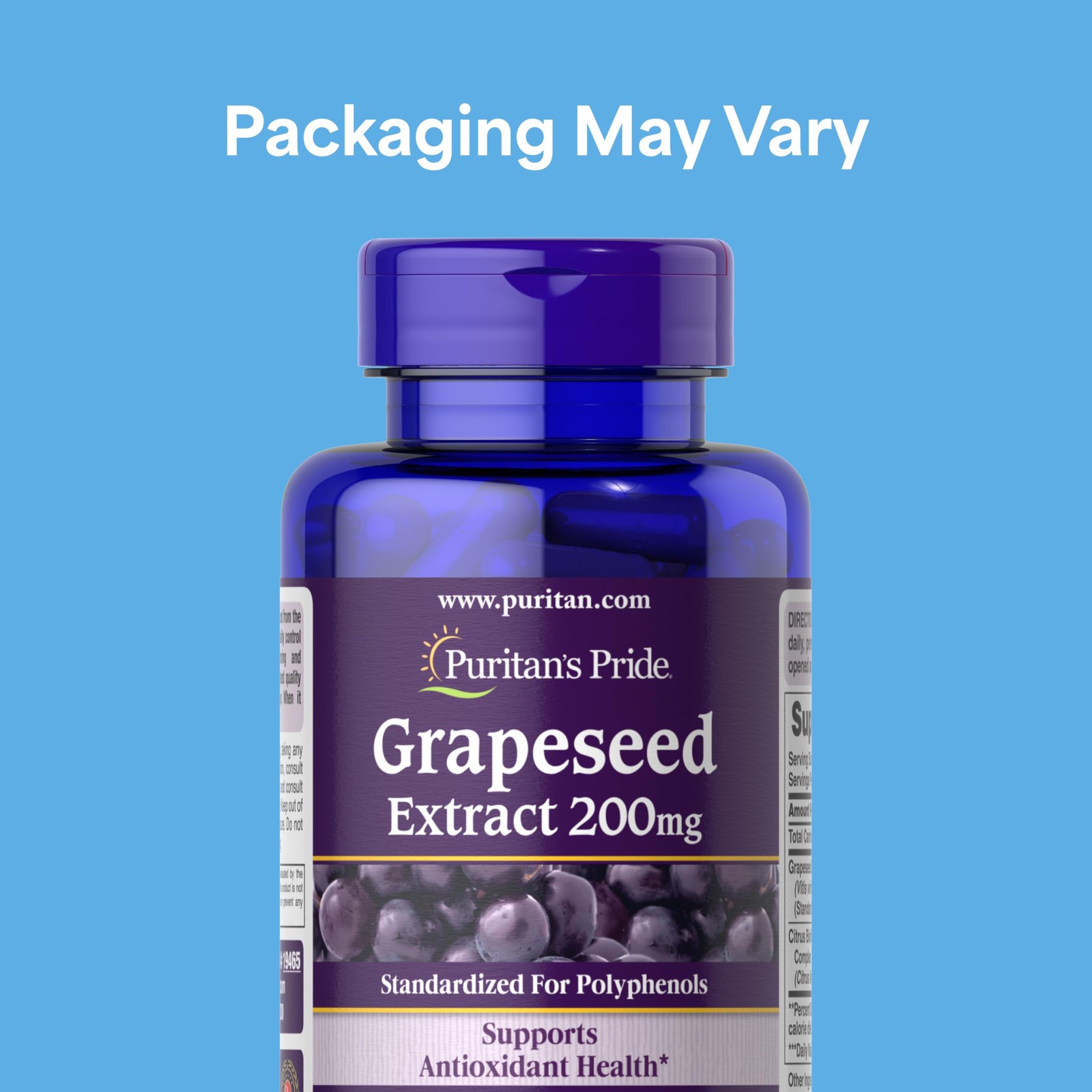 Puritan’s Pride Grapeseed Extract 200mg, 120 Count (Pack of 1), Dark Violet