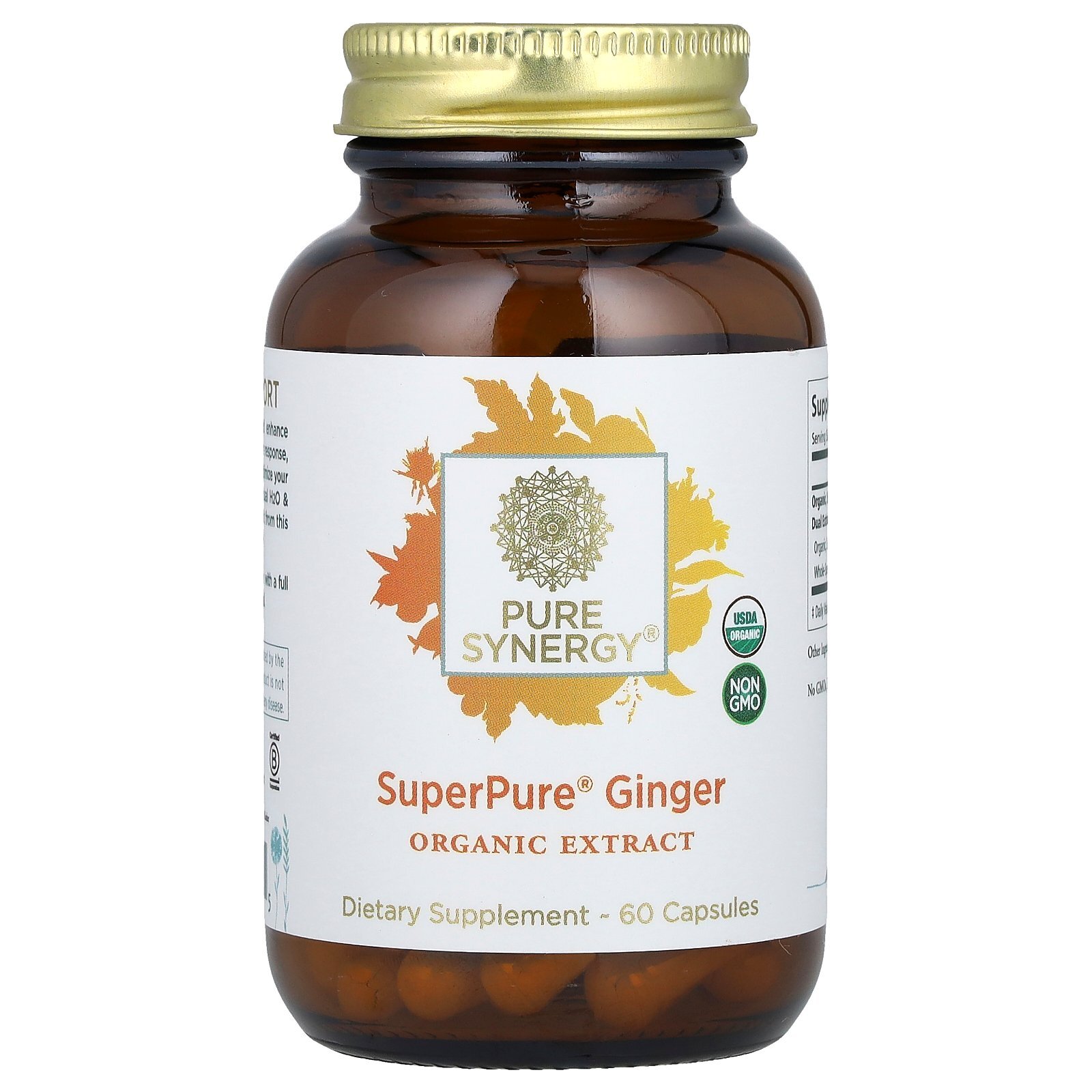 The Synergy Company SuperPure Ginger Extract 60 Organic Capsules Dairy-Free,